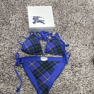 Burberry Navy and Blue Check Bikini